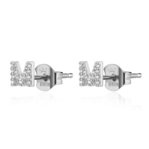 Pendientes en plata de Ley Letra M