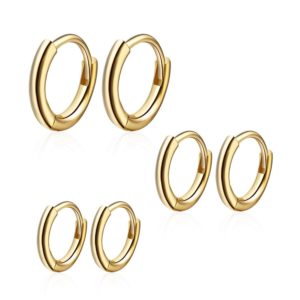 Pendientes en plata de ley Aro Liso de 8mm a 14mm Gold