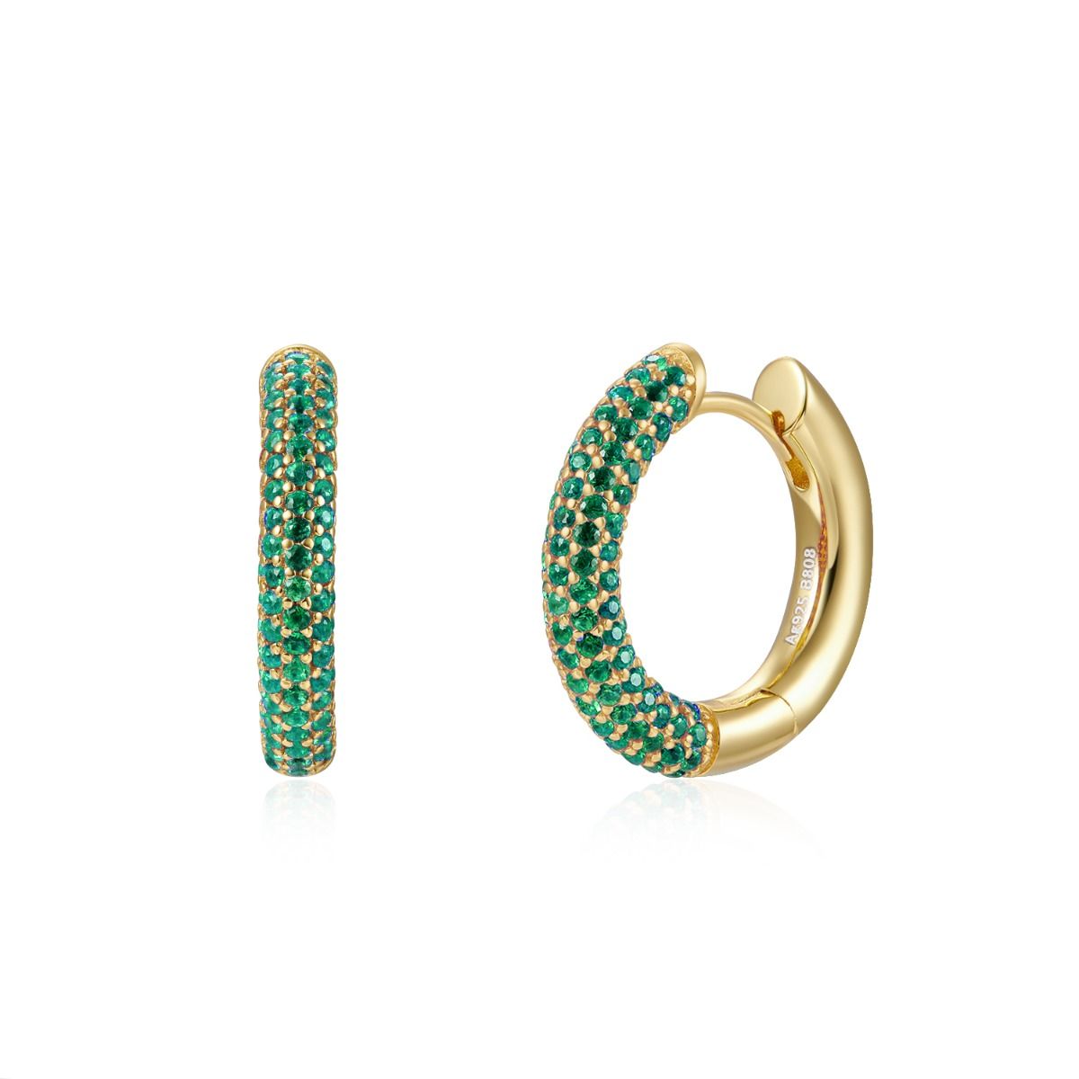 Pendientes en plata de ley Marbella Esmeralda Gold