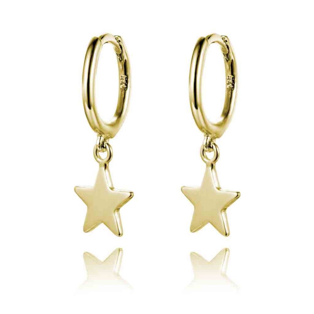 Pendientes en Plata de ley Aro Estrella Gold