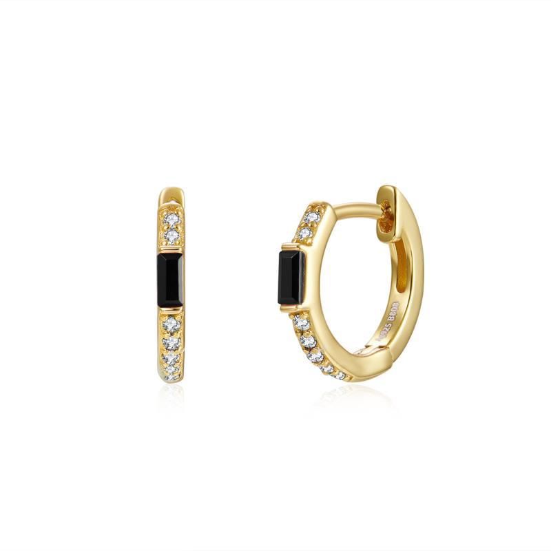Pendientes en Plata de ley Aro Sila Black Gold