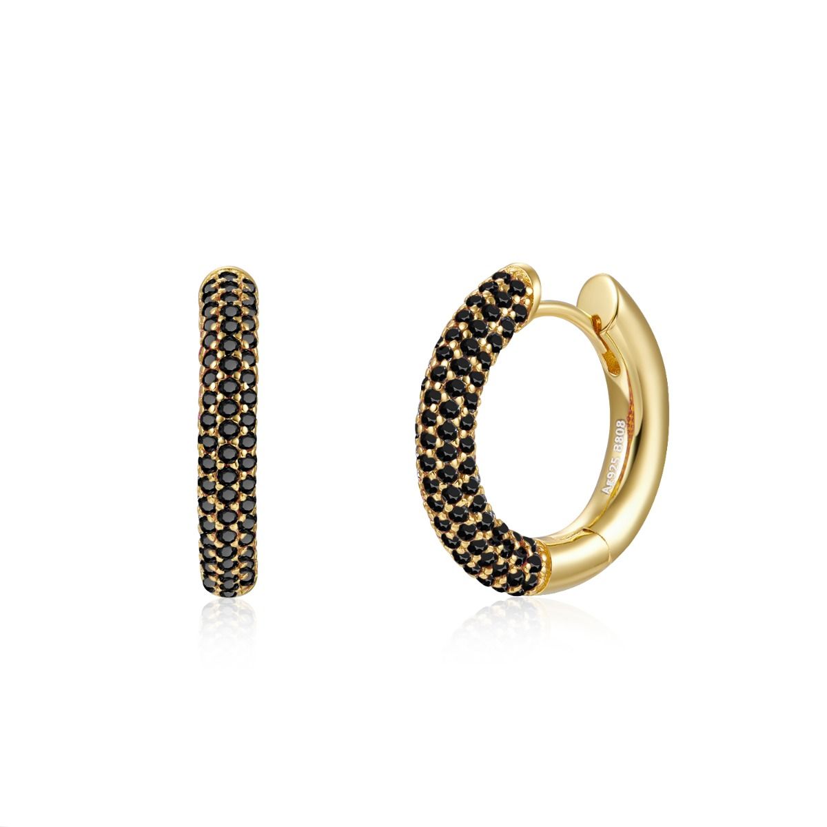Pendientes en plata de ley Marbella Negro Gold