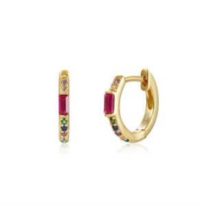 Pendientes en Plata de ley Aro Sila Multicolor Gold