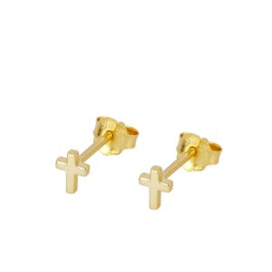 Pendientes en Plata de ley Cruz Mini Gold