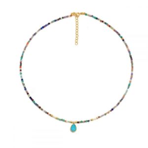 Collar minerales Multicolor Y Turquesa