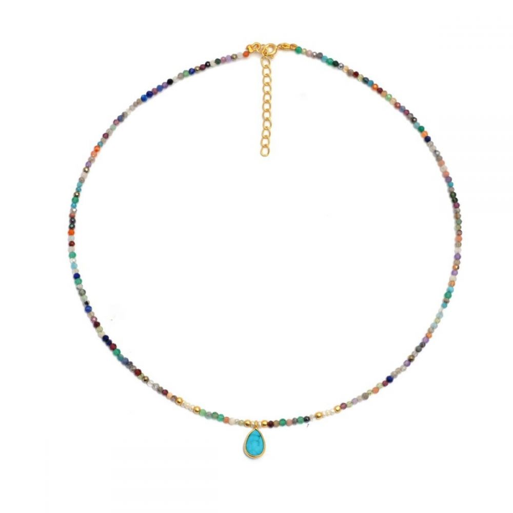 Collar minerales Multicolor Y Turquesa