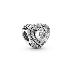 Charm en Plata de ley Corazón Brillante Elevado