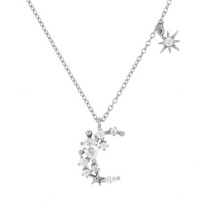 Collar en plata de Ley Luna Brillante