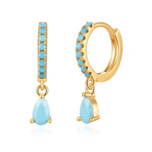 Pendientes En plata de ley Marrakech Gold Turquesa