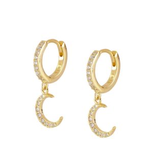 Pendientes en plata de ley Luna Brillante Gold