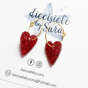 Pendientes Aros Noa Rojo Glitter