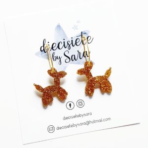 Pendientes Aros Perro Dorado