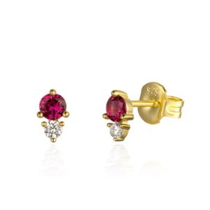 Pendientes en Plata de Ley Danice Gold Red