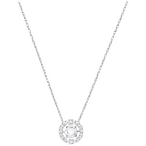 Collar Sparkling Dance Round, blanco, baño de rodio 5286137