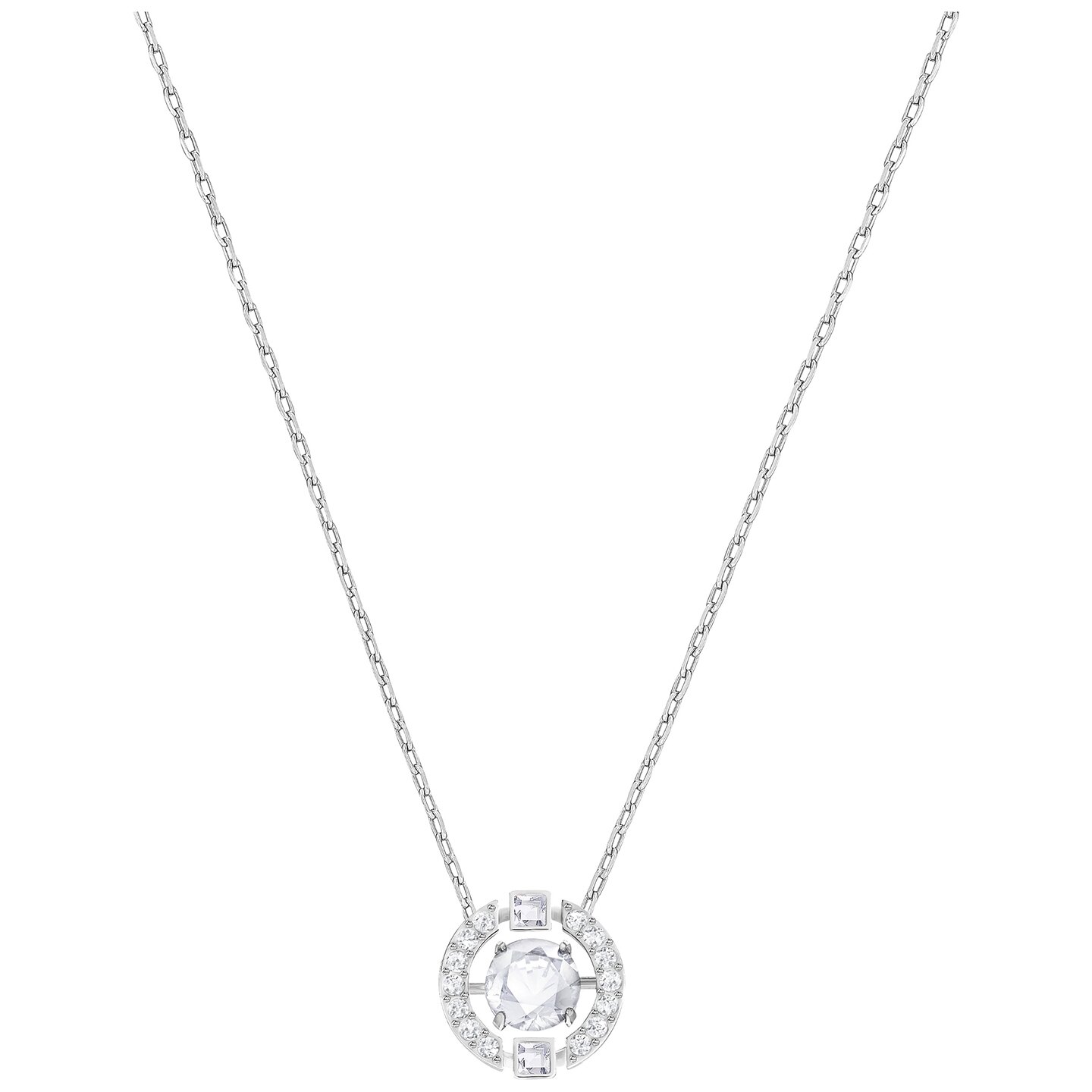 Collar Sparkling Dance Round, blanco, baño de rodio 5286137