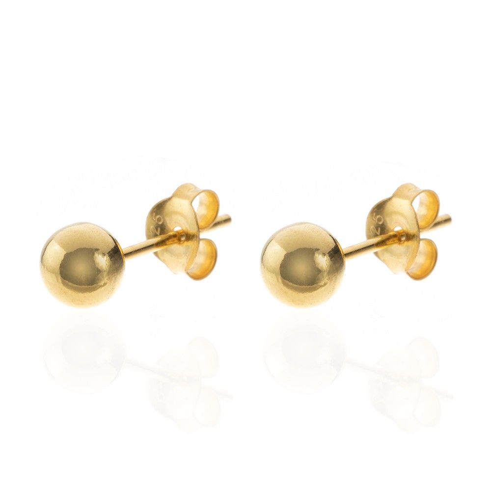 Pendientes en Plata de Ley Bola de 2 a 8MM Gold