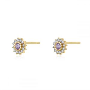 Pendientes en Plata de Ley Sunshine Gold Violeta