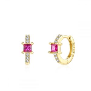 Pendientes en Plata de Ley Aro Paris Pink
