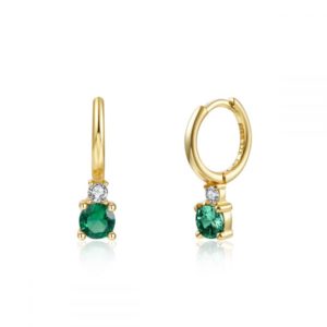Pendientes en Plata de ley Silent Gold Green