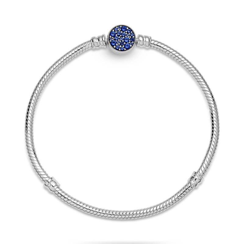 Pulsera Moments en plata de ley Cadena de Serpiente Cierre Disco Azul Brillante 599288C01 - Imagen 3