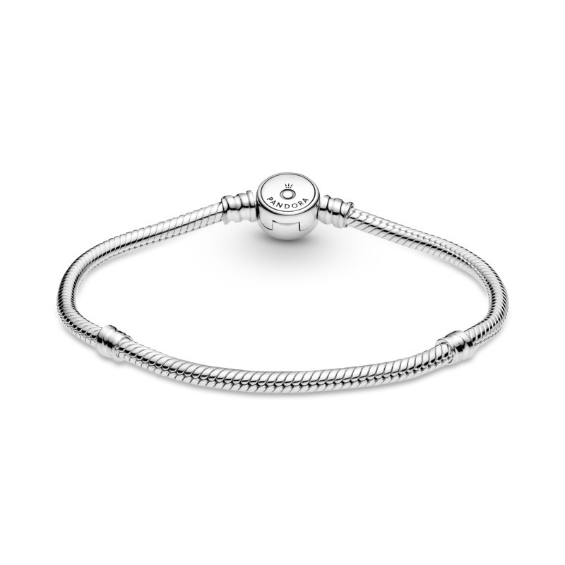 Pulsera Moments en plata de ley Cadena de Serpiente Cierre Disco Azul Brillante 599288C01 - Imagen 2