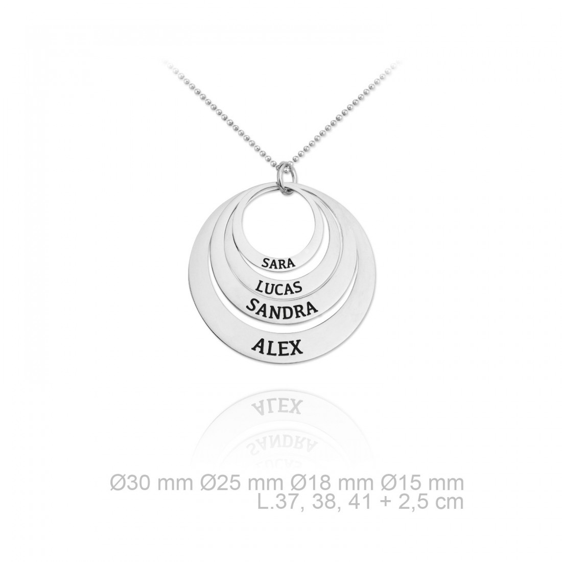 Collar en Plata de Ley Personalizable Aros Familiares - Imagen 3