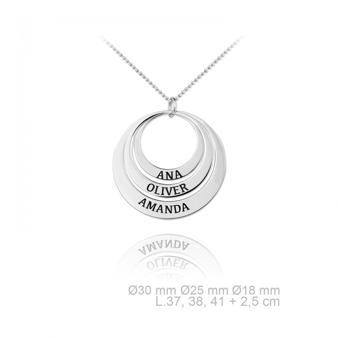 Collar en Plata de Ley Personalizable Aros Familiares - Imagen 2