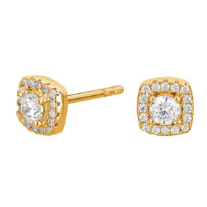 Pendientes Plata Rosetón Inseparable Cuadrada Gold SEA-201-017-UU