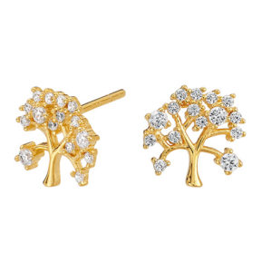Pendientes Plata Arbol Gold Circonitas SEA-201-032-UU