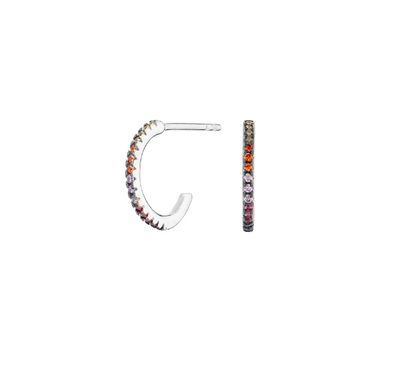 Pendientes Plata Aro de 12MM Multicolor SEA-199-031-01