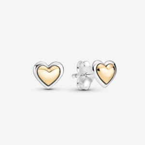 Pendientes en Plata de Ley Corazón de Centro Dorado 299389C00