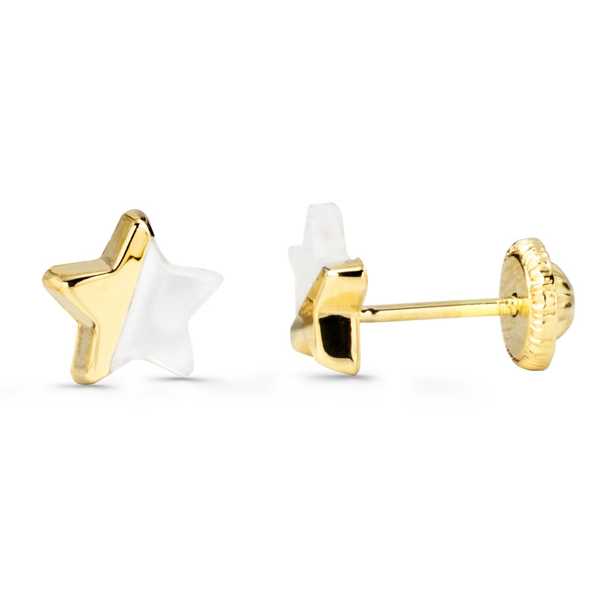 Pendientes Oro 18k Estrella Nacar