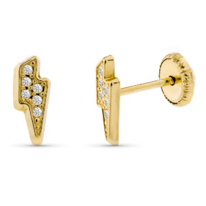 Pendientes Oro 18k Rayo Circonitas