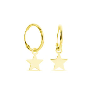 Pendientes Aro Oro de 18k de 13mm y Estrella