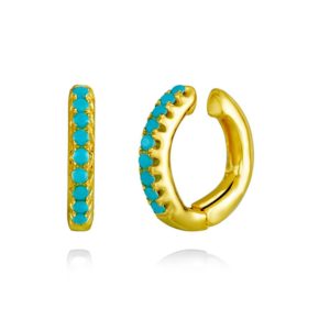 Ear cuff en Plata de Ley Linea Gold Turquesa