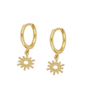 Pendientes Plata de Ley Aro Rayos de Sol Gold