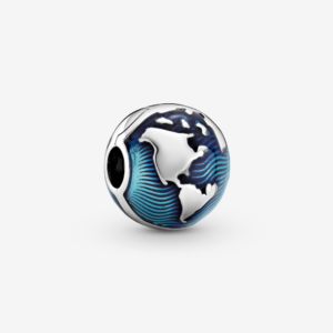 Clip en Plata de Ley Globo Terraqueo Azul 799429C01