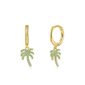 Pendientes en PLata de Ley Palmera Turquesa
