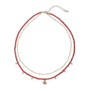 Collar doble Concha Marina Coral