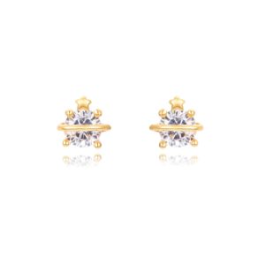 Pendientes en Plata de Ley Planeta Brillante Gold