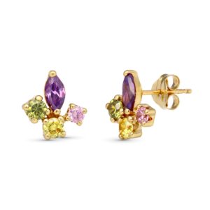 Pendientes Oro Amarillo Varis 4 Circonitas