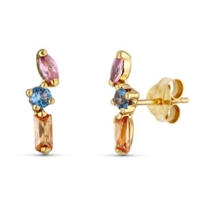 Pendientes Oro Amarillo Varis Trepadores 3 Circonitas