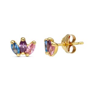 Pendientes Oro Amarillo Varis 3 Circonitas