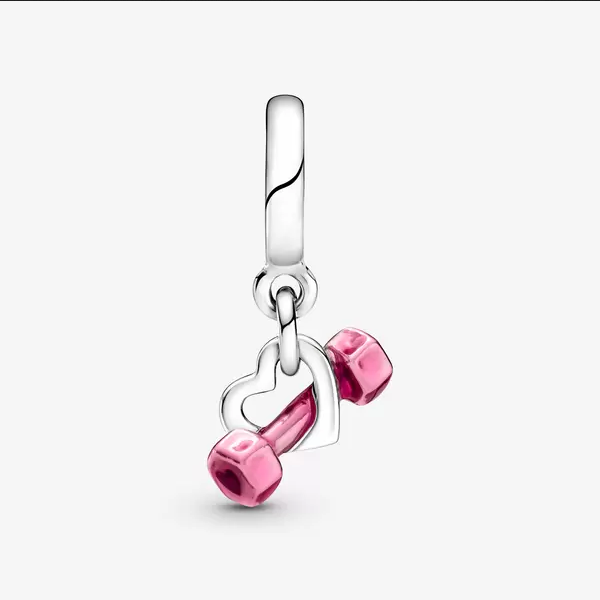 Charm Colagnte en Plata de Ley Mancuerna y Corazón 799545C01 - Imagen 2