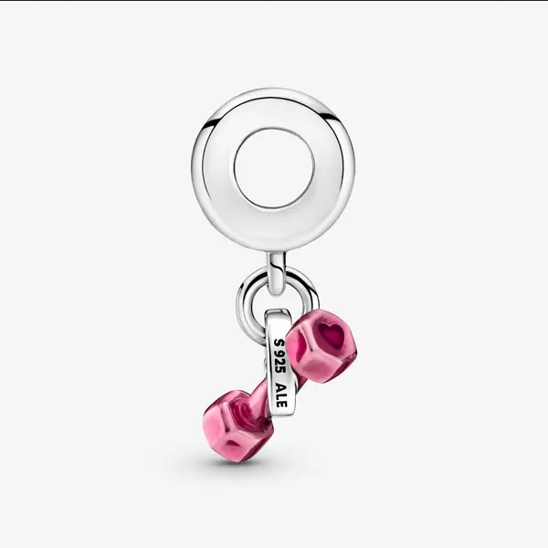 Charm Colagnte en Plata de Ley Mancuerna y Corazón 799545C01 - Imagen 3