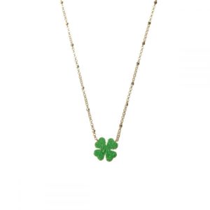 Collar en Plata de Ley Clover Green Gold