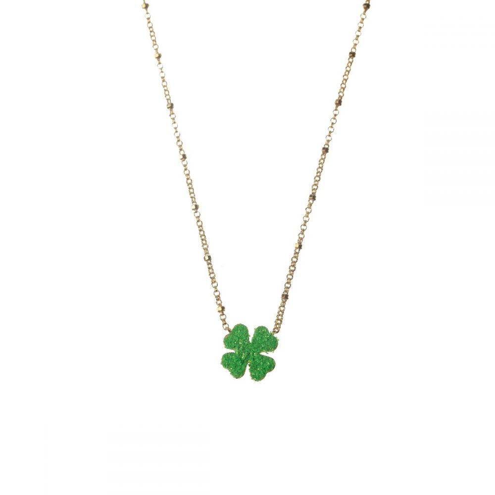 Collar en Plata de Ley Clover Green Gold