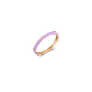 Anillo en Plata de Ley Circonitas Esmalte Lila
