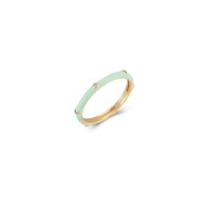 Anillo en Plata de Ley Circonitas Esmalte Menta