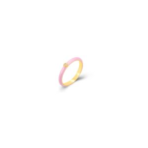 Anillo en Plata de Ley Chatón Esmalte Rosa